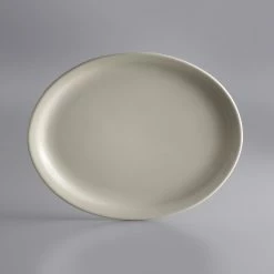 World Tableware NR-13 Kingsmen White 11 1/2" X 9 1/8" Ultima Cream White Narrow Rim Oval Stoneware Platter - 12/Case