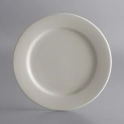 World Tableware PWC-45 Princess White 10 1/2" Ultima Cream White Round Rolled Edge Stoneware Plate - 12/Case