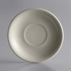 World Tableware PWC-2 Princess White 6" Ultima Cream White Round Rolled Edge Stoneware Saucer - 36/Case