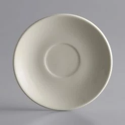 World Tableware PWC-36 Princess White 4 7/8" Ultima Cream White Round Rolled Edge Stoneware Saucer - 36/Case
