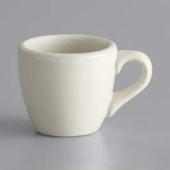 World Tableware PWC-35 Princess White 3.5 Oz. Ultima Cream White Rolled Edge Stoneware Demitasse Cup - 36/Case