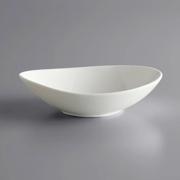 Acopa Nova 24 Oz. Cream White Asymmetric Stoneware Bowl - 24/Case 2 Acopa Nova 24 Oz. Cream White Asymmetric Stoneware Bowl - 24/Case - Image 2