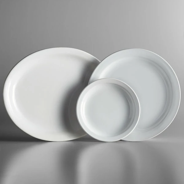 Acopa 9 5/8" Bright White Narrow Rim Stoneware Plate - 24/Case 4 Acopa 9 5/8" Bright White Narrow Rim Stoneware Plate - 24/Case - Image 4