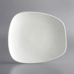 Acopa Nova 12 1/4" X 10 1/4" Cream White Asymmetric Stoneware Plate - 12/Case -Rak Porcelain shop 1893858