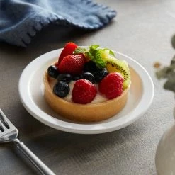 Acopa 5 1/2" Bright White Narrow Rim Stoneware Plate - 36/Case