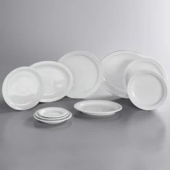 Acopa 11" X 8 1/2" Bright White Narrow Rim Oval Stoneware Platter - 12/Case -Rak Porcelain shop 1897511