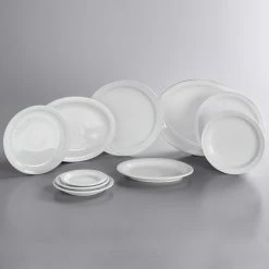 Acopa 10 1/2" Bright White Narrow Rim Stoneware Plate - 12/Case -Rak Porcelain shop 1897513