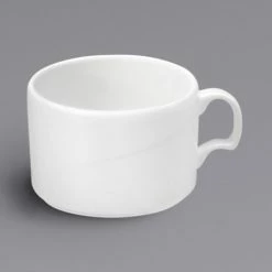 Oneida Eclipse By 1880 Hospitality F1100000530 8.5 Oz. Stackable Embossed Bone China Cup - 36/Case