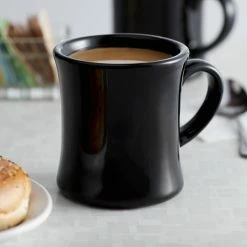 Acopa 12 Oz. Black Victor Stoneware Mug - 12/Pack