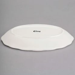 Acopa 9 5/8" X 7 1/8" Ivory (American White) Scalloped Edge Oval Stoneware Platter - 24/Case -Rak Porcelain shop 1921473