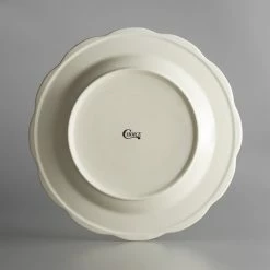 Acopa 10 3/4" Ivory (American White) Scalloped Edge Stoneware Plate With Black Band - 12/Case -Rak Porcelain shop 1929207