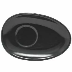 Front Of The House DCS055BKP23 Tides 7" X 4 3/4" Semi-Matte Mussel Oval Porcelain Saucer - 12/Case