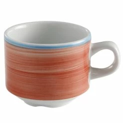 Corona By GET Enterprises PA1602904324 Calypso 8.1 Oz. Coral Porcelain Stackable Tea Cup - 24/Case