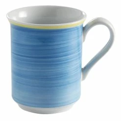 Corona By GET Enterprises PA1601606124 Calypso 11 Oz. Blue Porcelain Mug With Yellow Rim - 24/Case