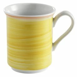 Corona By GET Enterprises PA1600606124 Calypso 11 Oz. Yellow Porcelain Mug With Coral Rim - 24/Case