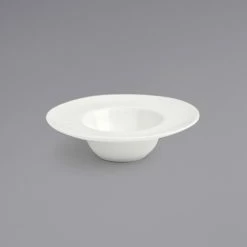 Front Of The House DCS029BEP23 Catalyst Monaco 4" European White Round Porcelain Saucer - 12/Case