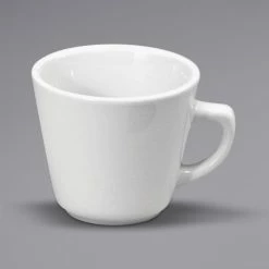 Oneida Buffalo Bright White Ware By 1880 Hospitality F8010000511 7 Oz. Rolled Edge Porcelain Vassar Cup - 36/Case
