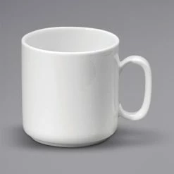 Oneida Buffalo Bright White Ware By 1880 Hospitality F8010000560 9 Oz. Stackable Rolled Edge Porcelain Mug - 36/Case