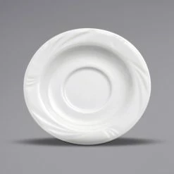 Oneida Buffalo Arcadia By 1880 Hospitality R4510000501 5 5/8" Bright White Embossed Medium Rim Porcelain Saucer - 36/Case
