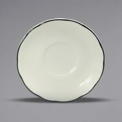 Oneida Buffalo Caprice By 1880 Hospitality F1560018500 5 5/8" Scalloped Edge China Saucer With Manhattan Black Band - 36/Case