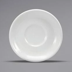 Oneida Buffalo Bright White Ware By 1880 Hospitality F8010000502 6 1/8" Rolled Edge Porcelain Saucer - 36/Case