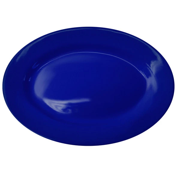 International Tableware CA-12-CB Cancun 10 3/8" X 7 1/4" Cobalt Blue Stoneware Wide Rim Platter - 24/Case 1 International Tableware CA-12-CB Cancun 10 3/8" X 7 1/4" Cobalt Blue Stoneware Wide Rim Platter - 24/Case