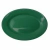 International Tableware CA-12-G Cancun 10 3/8" X 7 1/4" Green Stoneware Wide Rim Platter - 24/Case