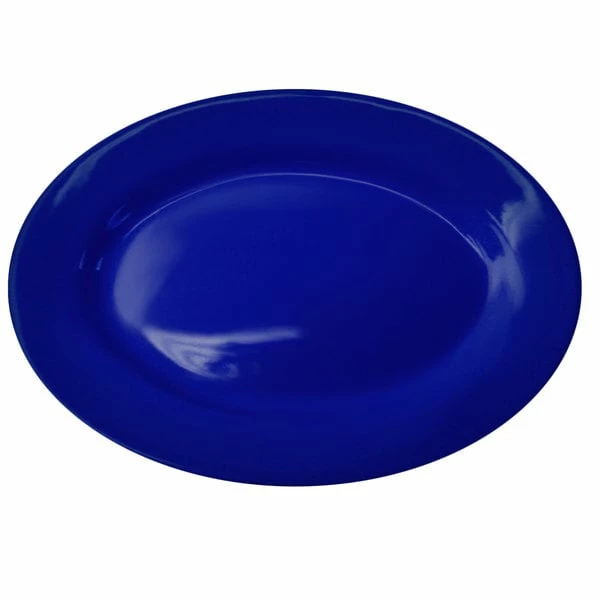 International Tableware CA-13-CB Cancun 11 1/2" X 8 1/4" Cobalt Blue Stoneware Wide Rim Platter - 12/Case 1 International Tableware CA-13-CB Cancun 11 1/2" X 8 1/4" Cobalt Blue Stoneware Wide Rim Platter - 12/Case