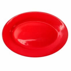 International Tableware CA-13-CR Cancun 11 1/2" X 8 1/4" Crimson Red Stoneware Wide Rim Platter - 12/Case