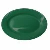 International Tableware CA-14-G Cancun 12 1/2" X 9" Green Stoneware Wide Rim Platter - 12/Case