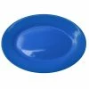 International Tableware CA-14-LB Cancun 12 1/2" X 9" Light Blue Stoneware Wide Rim Platter - 12/Case