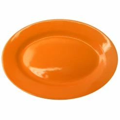 International Tableware CA-13-O Cancun 11 1/2" X 8 1/4" Orange Stoneware Wide Rim Platter - 12/Case