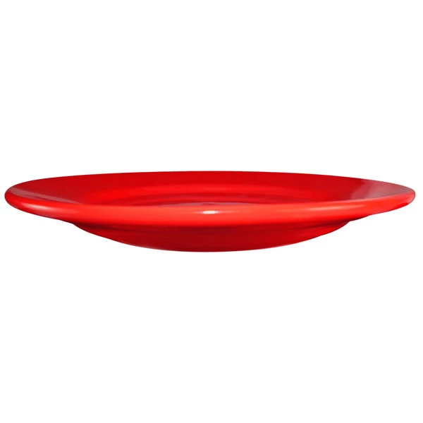 International Tableware CA-21-CR Cancun 12" Crimson Red Stoneware Rolled Edge Wide Rim Plate - 12/Case 2 International Tableware CA-21-CR Cancun 12" Crimson Red Stoneware Rolled Edge Wide Rim Plate - 12/Case - Image 2