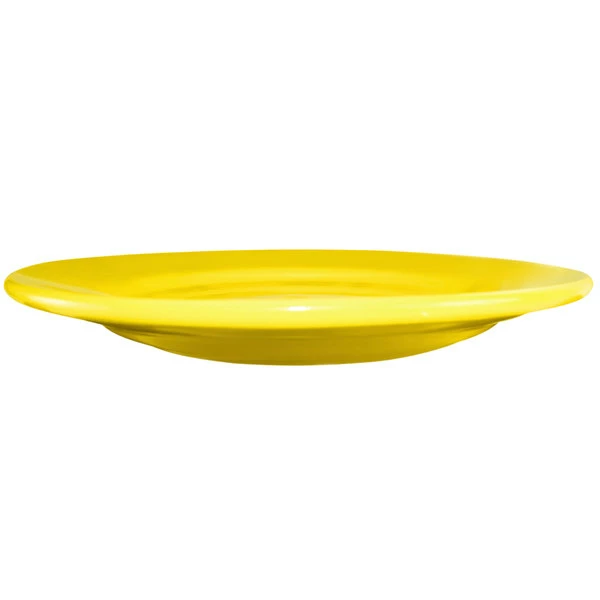 International Tableware CA-7-Y Cancun 7 1/8" Yellow Stoneware Rolled Edge Wide Rim Plate - 36/Case 2 International Tableware CA-7-Y Cancun 7 1/8" Yellow Stoneware Rolled Edge Wide Rim Plate - 36/Case - Image 2