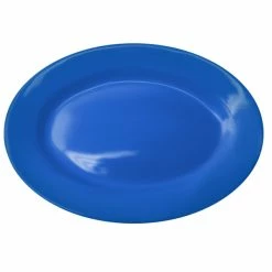 International Tableware CA-51-LB Cancun 15 1/2" X 10 1/2" Light Blue Stoneware Wide Rim Platter - 12/Case