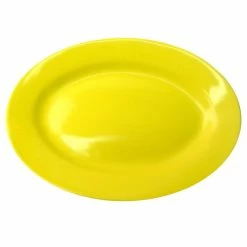 International Tableware CA-51-Y Cancun 15 1/2" X 10 1/2" Yellow Stoneware Wide Rim Platter - 12/Case