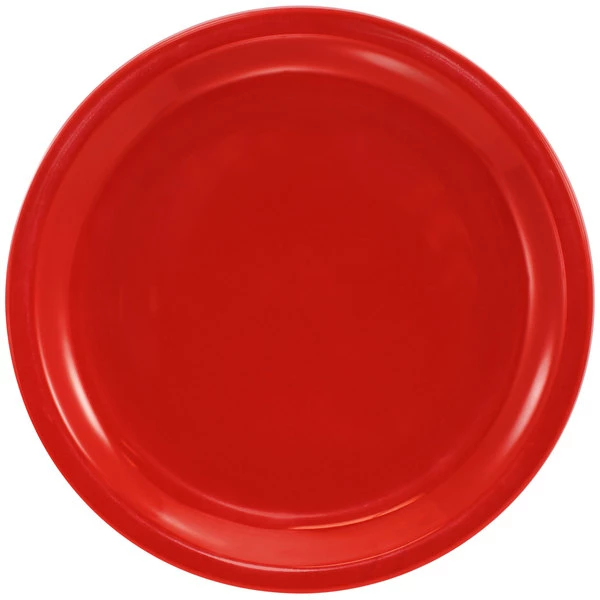 International Tableware CAN-9-CR Cancun 9 1/2" Crimson Red Stoneware Rolled Edge Narrow Rim Plate - 24/Case 1 International Tableware CAN-9-CR Cancun 9 1/2" Crimson Red Stoneware Rolled Edge Narrow Rim Plate - 24/Case