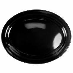 International Tableware CAN-12-B Cancun 9 3/4" X 7 1/2" Black Stoneware Narrow Rim Platter - 24/Case