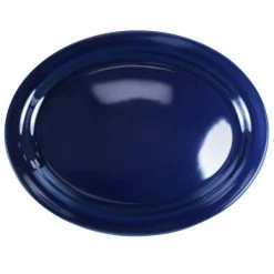International Tableware CAN-12-CB Cancun 9 3/4" X 7 1/2" Cobalt Blue Stoneware Narrow Rim Platter - 24/Case