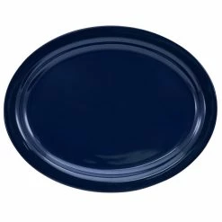 International Tableware CAN-14-CB Cancun 13 1/4" X 10 3/8" Cobalt Blue Stoneware Narrow Rim Platter - 12/Case