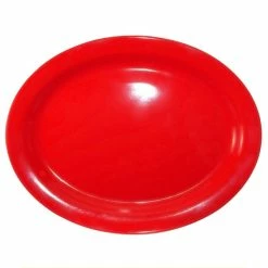 International Tableware CAN-13-CR Cancun 11 1/2" X 9 1/4" Crimson Red Stoneware Narrow Rim Platter - 12/Case