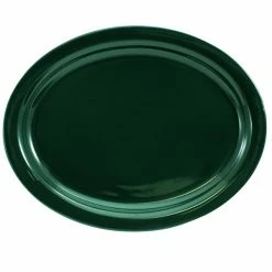 International Tableware CAN-13-G Cancun 11 1/2" X 9 1/4" Green Stoneware Narrow Rim Platter - 12/Case
