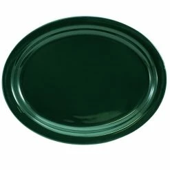 International Tableware CAN-14-G Cancun 13 1/4" X 10 3/8" Green Stoneware Narrow Rim Platter - 12/Case