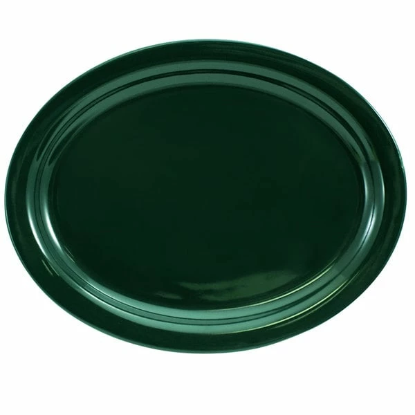 International Tableware CAN-14-G Cancun 13 1/4" X 10 3/8" Green Stoneware Narrow Rim Platter - 12/Case 1 International Tableware CAN-14-G Cancun 13 1/4" X 10 3/8" Green Stoneware Narrow Rim Platter - 12/Case