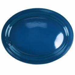 International Tableware CAN-12-LB Cancun 9 3/4" X 7 1/2" Light Blue Stoneware Narrow Rim Platter - 24/Case