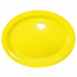 International Tableware CAN-14-Y Cancun 13 1/4" X 10 3/8" Yellow Stoneware Narrow Rim Platter - 12/Case