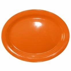 International Tableware CAN-12-O Cancun 9 3/4" X 7 1/2" Orange Stoneware Narrow Rim Platter - 24/Case