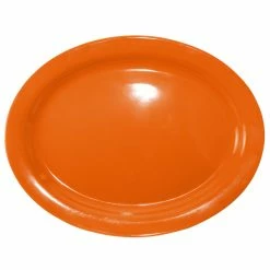 International Tableware CAN-13-O Cancun 11 1/2" X 9 1/4" Orange Stoneware Narrow Rim Platter - 12/Case
