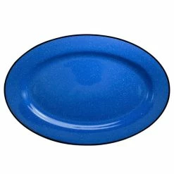 International Tableware CF-13 Campfire 11 1/2" X 8 1/4" Speckle Ocean Blue Rolled Edge Stoneware Platter - 12/Case