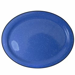 International Tableware CFN-13 Campfire 11 1/2" X 9 1/4" Speckle Ocean Blue Narrow Rim Stoneware Platter - 12/Case